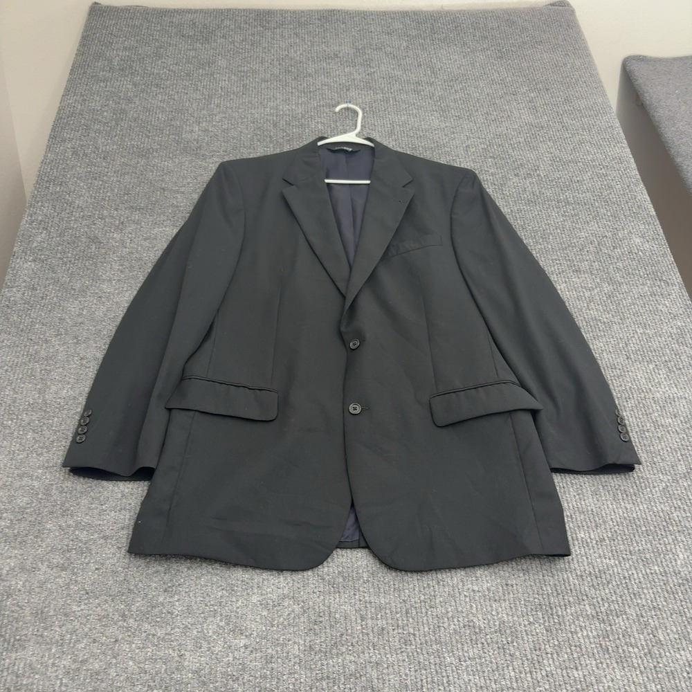 Jos A Bank Suit Jacket Mens 44L Dark Navy Wool Blend Fineline 2B Signature Coat